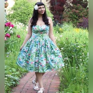 Bernie Dexter Waterlilies Monet Paris Pinup Retro Floral Summer Dress